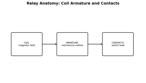 Relay Anatomy: Coil Armature and Contacts
