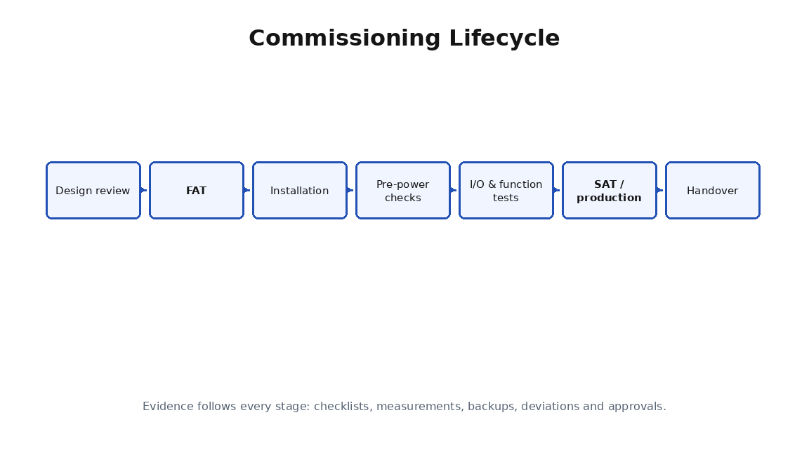 Simplified commissioning training diagram for What Commissioning Really Means