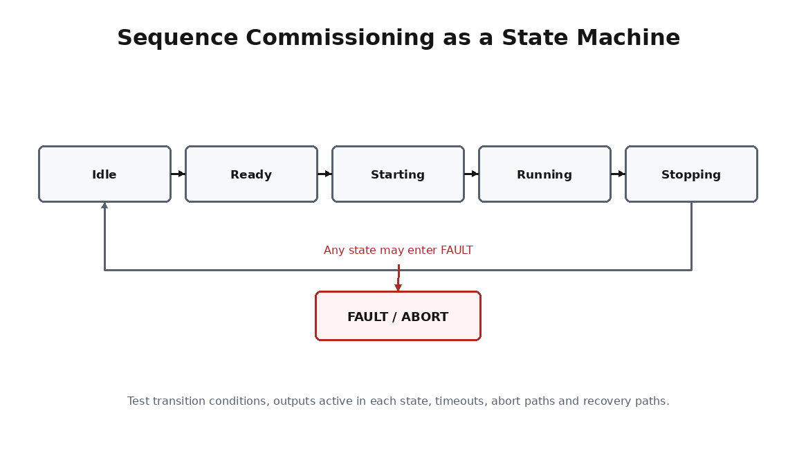 Simplified commissioning training diagram for Sequence / State Testing
