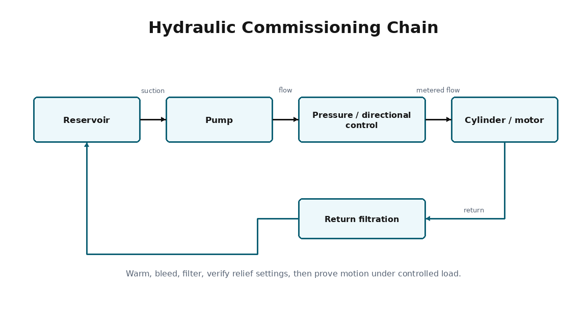 Simplified commissioning training diagram for Hydraulic Commissioning