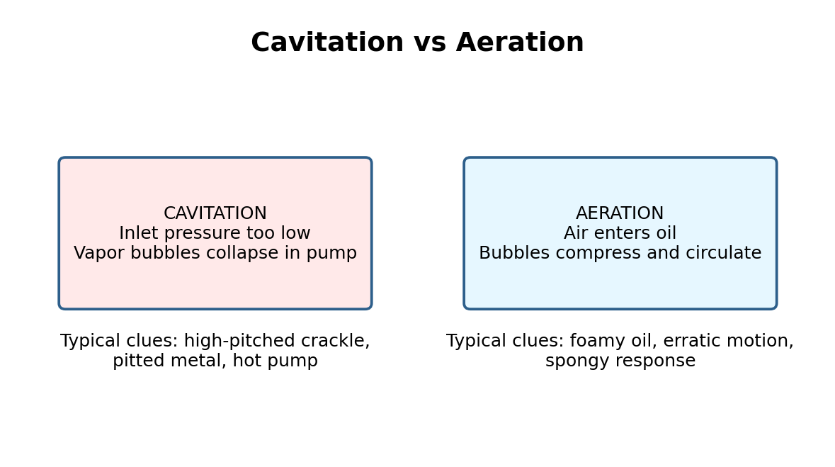 Simplified hydraulic training diagram for Cavitation, Aeration and Pump Noise