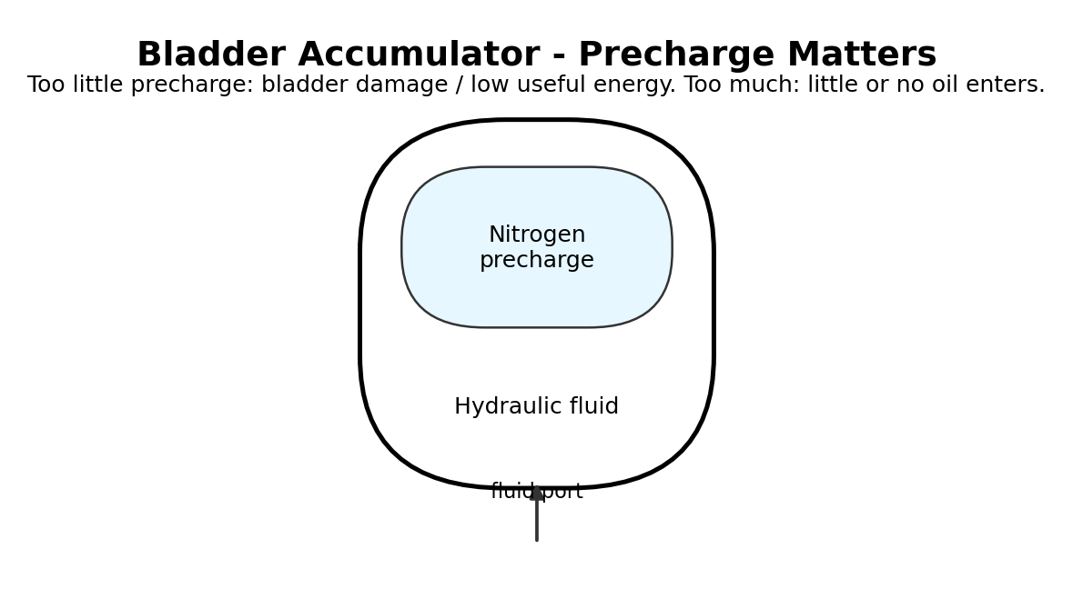 Simplified hydraulic training diagram for Accumulators and Precharge Problems
